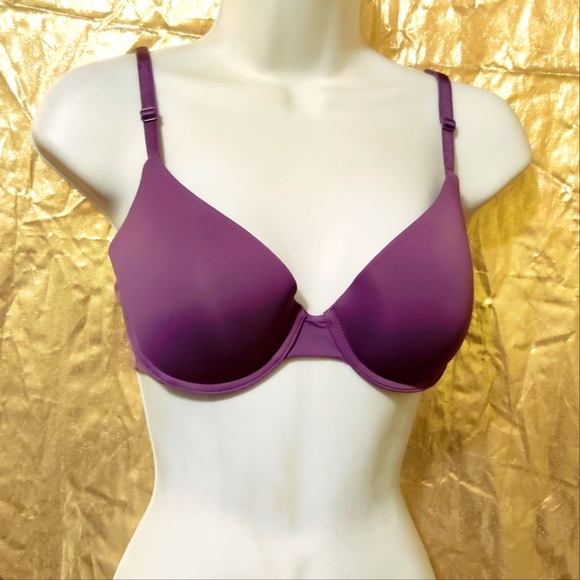 Victoria's Secret PINK Uplift Semi Demi Push Up Bra Size 32C Color: Eggplant EUC - Picture 10 of 11